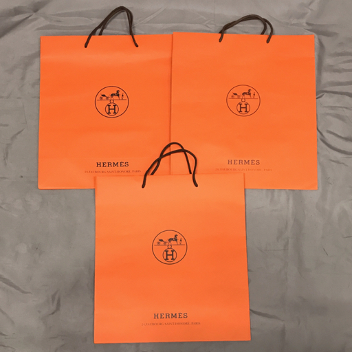 【付属品のみ】 エルメス 46×41.5×17cm 紙袋 ショッパー ショップ袋 ブランド袋 オレンジ 計3点 セット HERMES拍卖