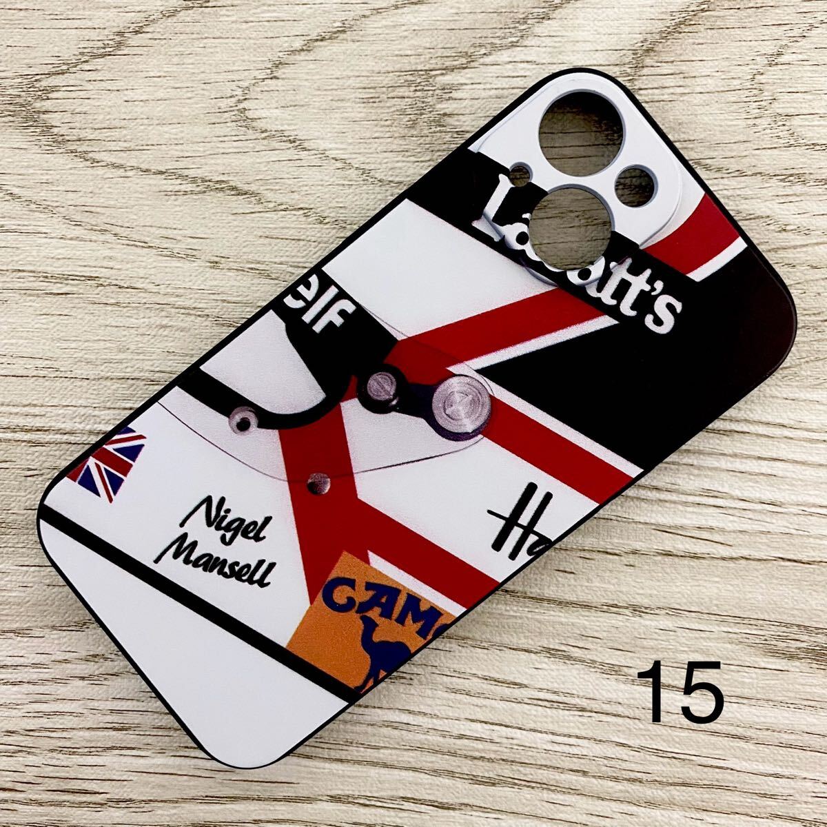ナイジェル・マンセル ヘルメット デザイン iPhone 15 ケース F1 ウィリアムズ ロータス マクラーレン フェラーリ スマホ拍卖