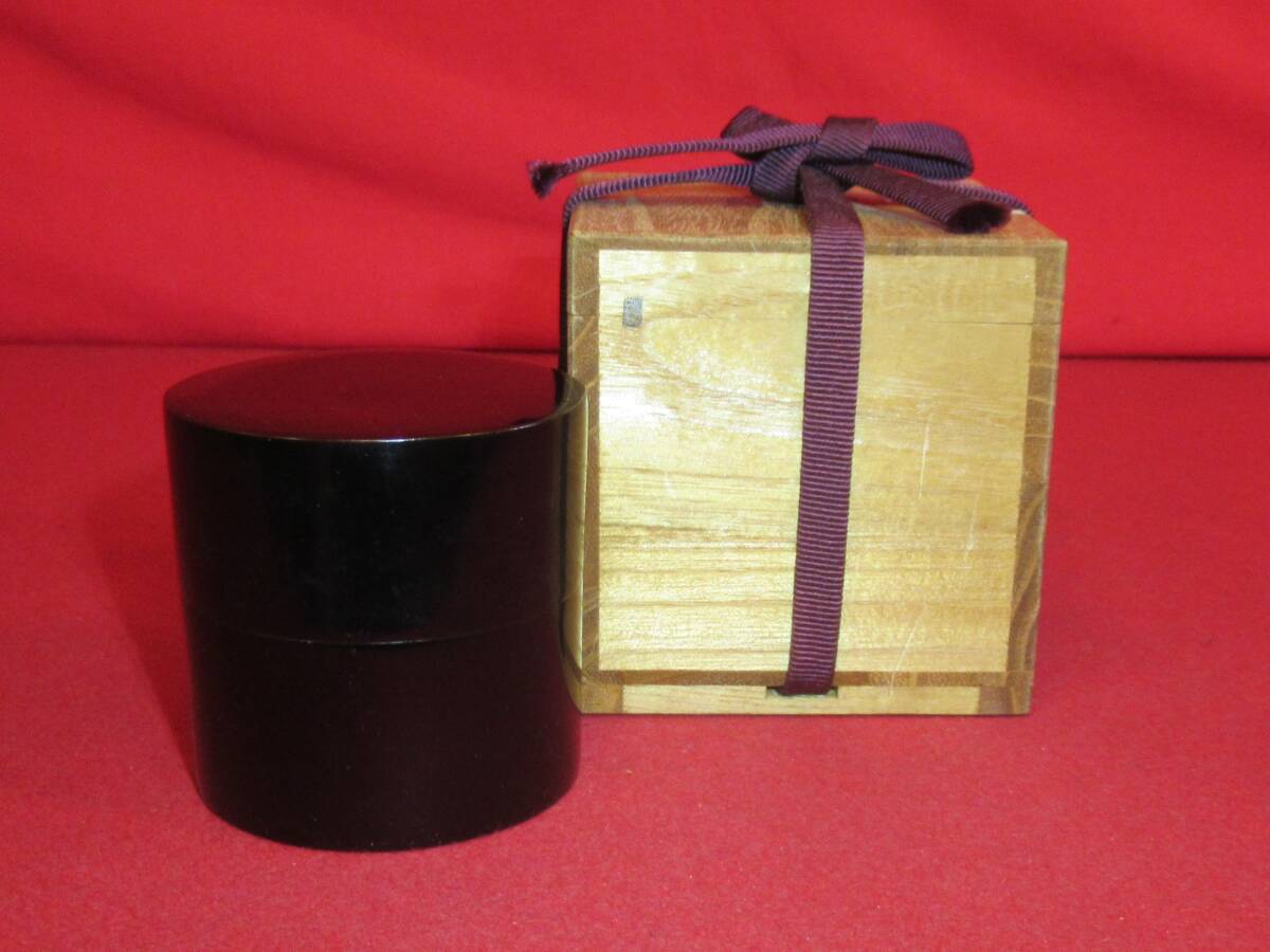 茶道具『木製黒塗中次 2,2寸』桐箱 薄茶器 棗 茶事 茶会席 七事式 茶懐石 表千家 裏千家 武者小路千家 千家十職拍卖