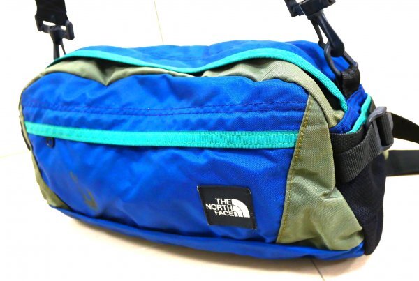 ザ・ノースフェイス THE NORTH FACE ★ 2WAY バッグ・ウエストバッグ・ショルダーバッグ ★ ブルー・ロゴラベル付き拍卖