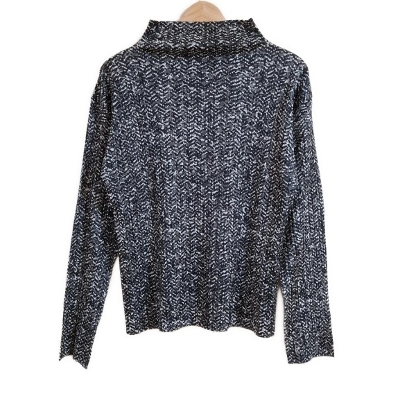 プリーツプリーズ PLEATS PLEASE 長袖カットソー - 黒×ダークグレー×白 レディース ハイネック/総柄/プリーツ トップス拍卖
