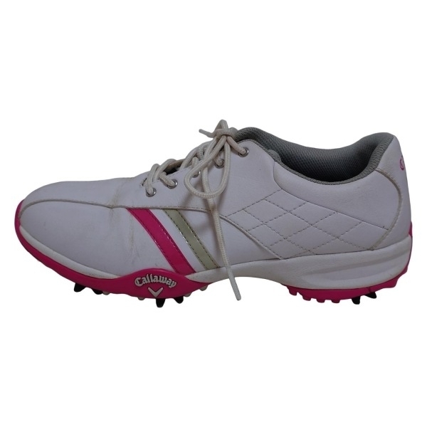 キャロウェイ CALLAWAY スニーカー 24 - レザー 白×ピンク レディース 靴拍卖