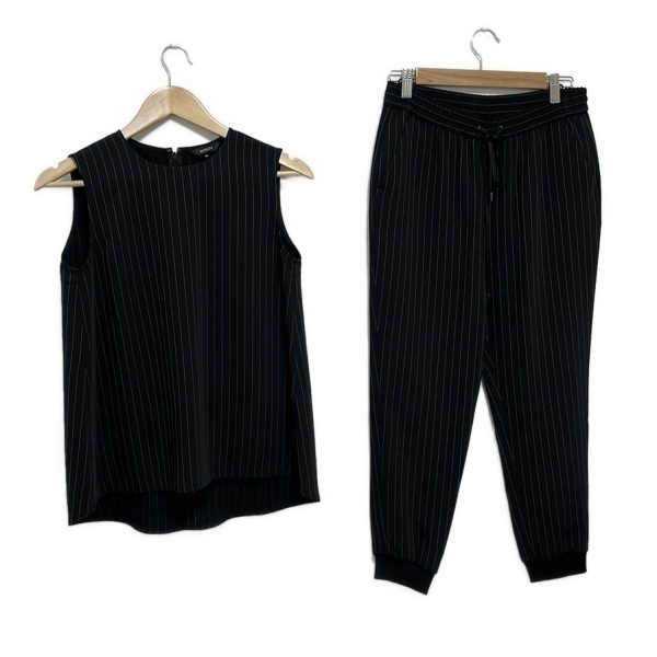 ボッシュ BOSCH レディースパンツセットアップ - 黒×ライトグレー レディース ストライプ/ウエストゴム 美品 レディーススーツ拍卖