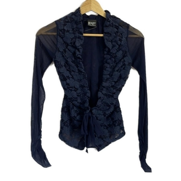 パオラ フラーニ PAOLA FRANI カーディガン サイズ36 S - ネイビー レディース 長袖/花柄/レース/メッシュ 美品 トップス拍卖