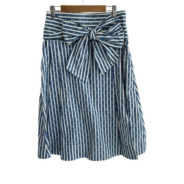 トリーバーチ TORY BURCH 巻きスカート サイズ2 S - ブルー×白×ライトグリーン レディース ロング/リボン 美品 ボトムス拍卖