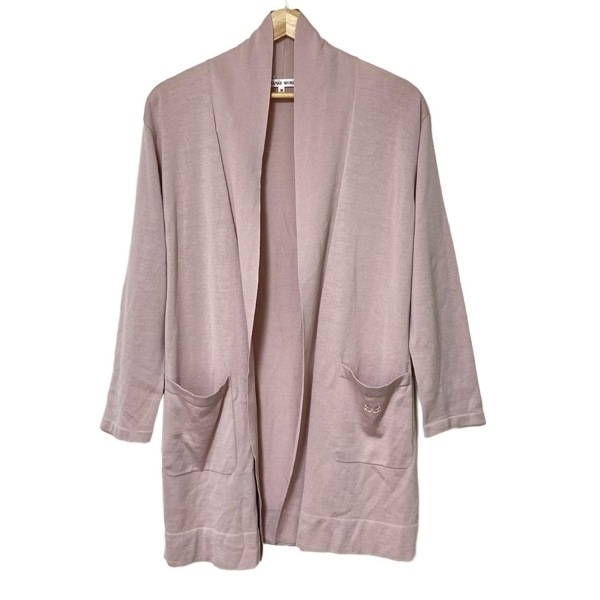 ハナエモリ HANAE MORI カーディガン サイズ38 M - ピンクベージュ レディース 長袖/シルク混/ロング丈 美品 トップス拍卖