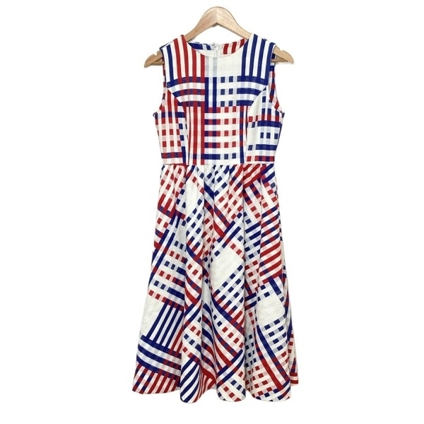 グレースクラス Grace Class サイズ38 M - 白×ネイビー×レッド レディース ノースリーブ/ロング/チェック柄 美品 ワンピース拍卖