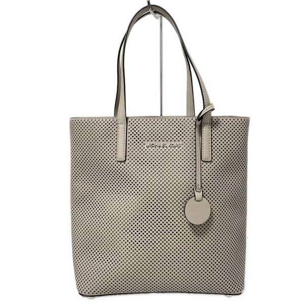 マイケルコース MICHAEL KORS トートバッグ 30T6SH3T20 ヘイリーミディアムNSトップジップトート レザー グレーベージュ パンチング バッグ拍卖
