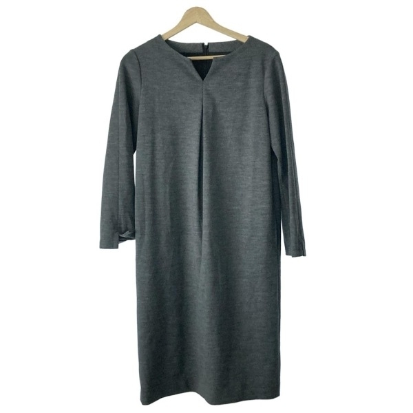 レリアン Leilian サイズ9 M - ダークグレー レディース 長袖/ひざ丈 新品同様 ワンピース拍卖