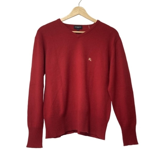 バーバリーゴルフ BURBERRYGOLF 長袖セーター/ニット サイズL - レッド レディース Vネック/カシミヤ トップス拍卖