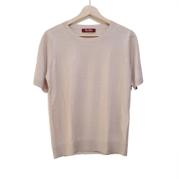 マックスマーラスタジオ Max Mara STUDIO 半袖セーター/ニット サイズJ L - ピンクベージュ レディース ラメ 美品 トップス拍卖