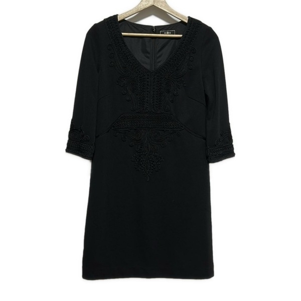 グレースコンチネンタル GRACE CONTINENTAL サイズ36 S - 黒 レディース Vネック/七分袖/ひざ丈 ワンピース拍卖