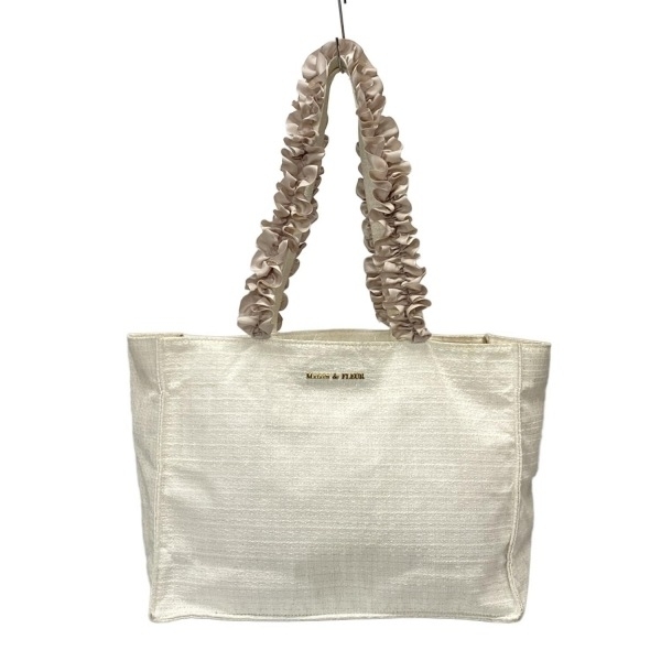 メゾンドフルール Maison de FLEUR トートバッグ - 白 ツイード/フリルハンドル バッグ拍卖