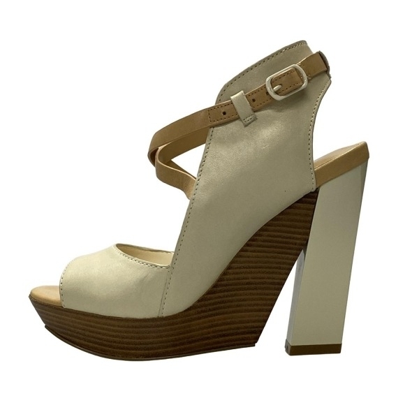 コールハーン COLE HAAN サンダル 6 1/2 B - レザー アイボリー×ベージュ レディース 靴拍卖