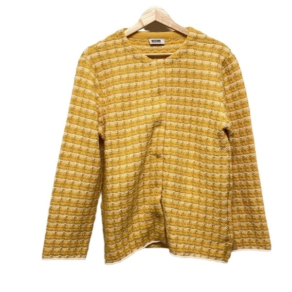 モスキーノ チープ&シック MOSCHINO CHEAP&CHIC カーディガン サイズ38 S - イエロー×白×ゴールド レディース 長袖/ラメ 美品 トップス拍卖