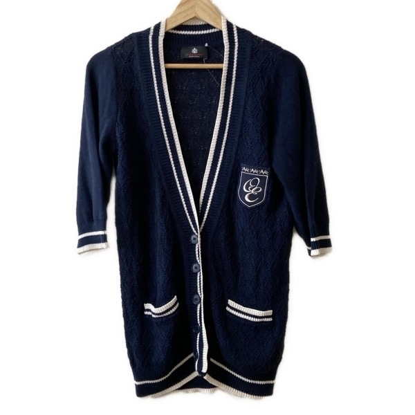 オールドイングランド OLD ENGLAND カーディガン サイズ36 S ネイビー×白 レディース 七分袖 トップス拍卖