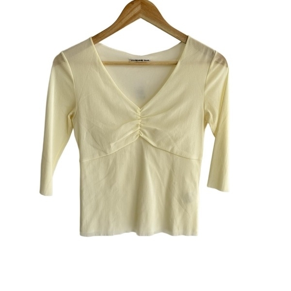 ヴィヴィアンタム VIVIENNE TAM 七分袖カットソー サイズ1 S - ライトイエロー レディース Vネック 美品 トップス拍卖