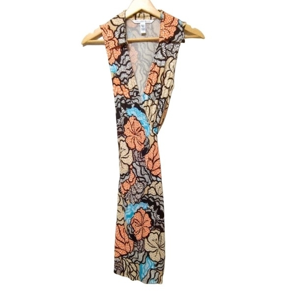 ダイアン・フォン・ファステンバーグ DIANE VON FURSTENBERG(DVF) サイズ4 S - ベージュ×ダークブラウン×マルチ レディース ワンピース拍卖