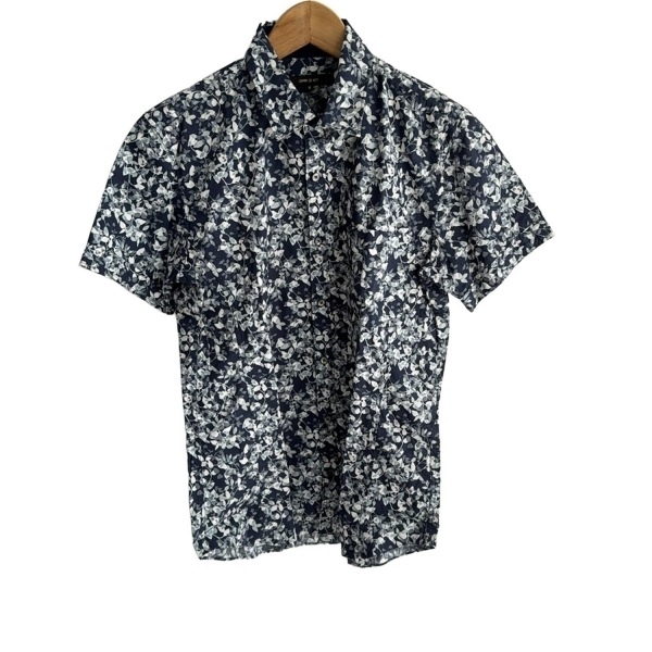コムサメン COMME CA MEN 半袖シャツ サイズM - ネイビー×白×マルチ メンズ 花柄 美品 トップス拍卖