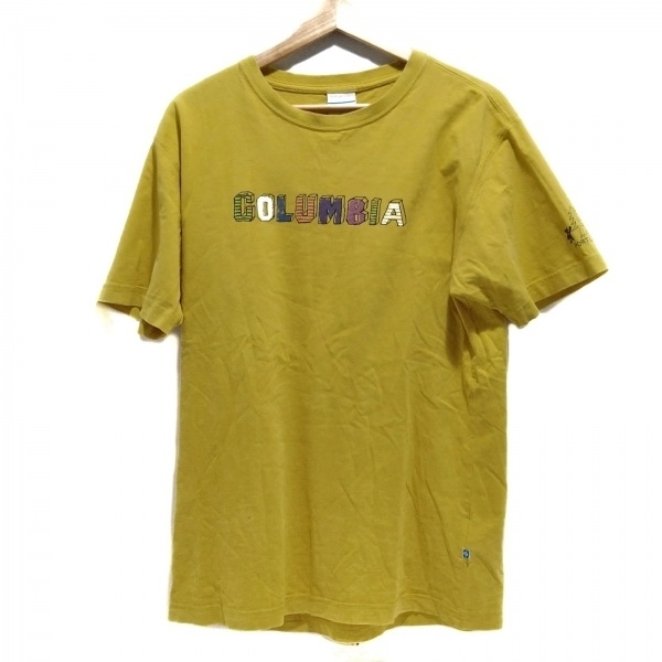 コロンビア columbia 半袖Tシャツ サイズL - ダークイエロー×パープル×マルチ メンズ クルーネック トップス拍卖
