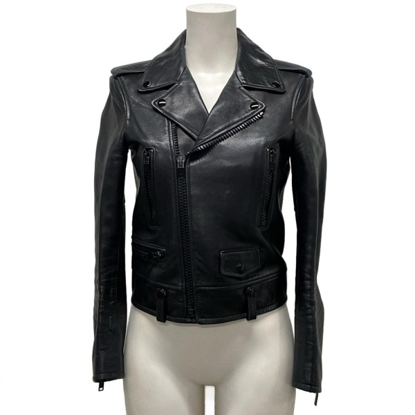 サンローランパリ SAINT LAURENT PARIS ライダースジャケット サイズF 36 397058 - ラムスキン 黒 レディース 長袖/秋/冬 ジャケット拍卖