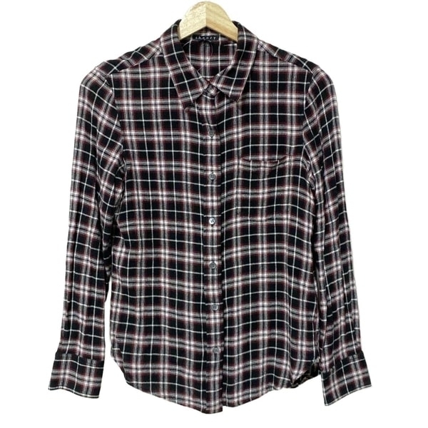 セオリー theory 長袖シャツブラウス サイズP M - 黒×白×ボルドー レディース チェック柄 美品 トップス拍卖