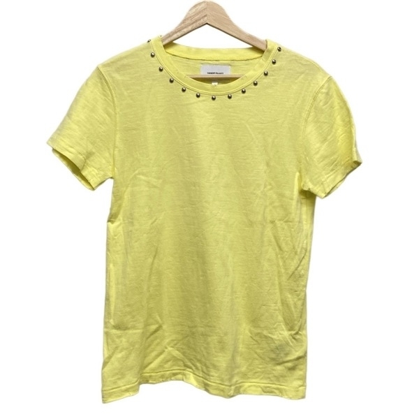 カレントエリオット CURRENT ELLIOTT 半袖Tシャツ サイズ1 S - ライトイエロー レディース クルーネック/スタッズ/ダメージ加工 美品拍卖