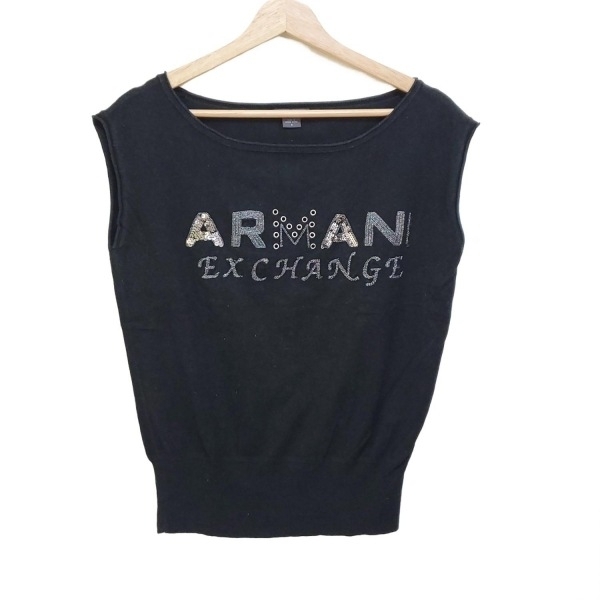 アルマーニエクスチェンジ ARMANIEX ノースリーブセーター/ニット サイズS - 黒×シルバー レディース トップス拍卖