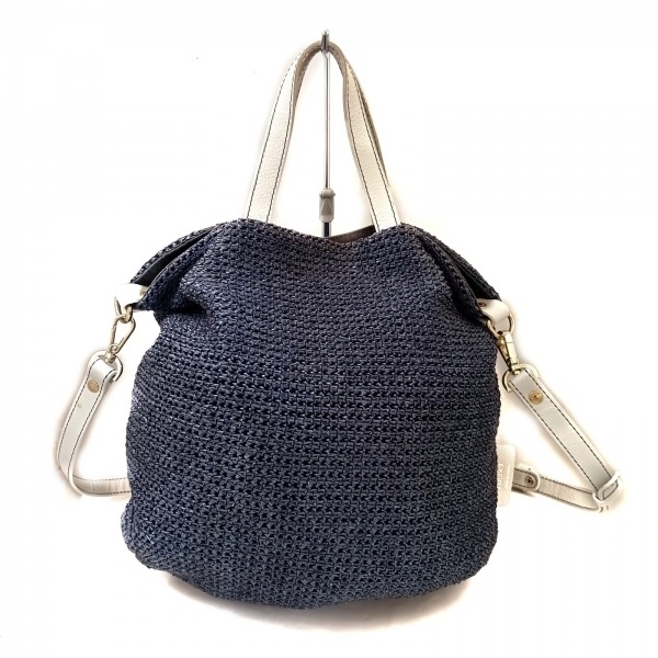 ラシット russet ハンドバッグ - レザー ネイビー×白 バッグ拍卖