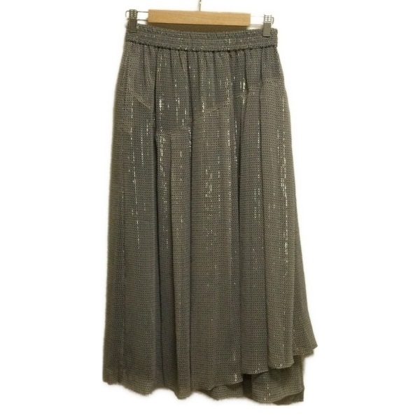 モラビト MORABITO ロングスカート サイズ38 M - ブラウン×黒×白 レディース ラメ/ウエストゴム ボトムス拍卖