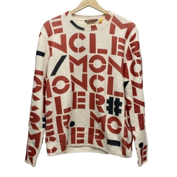 モンクレール MONCLER 長袖セーター/ニット サイズL - アイボリー×レッド×黒 メンズ 美品 トップス拍卖