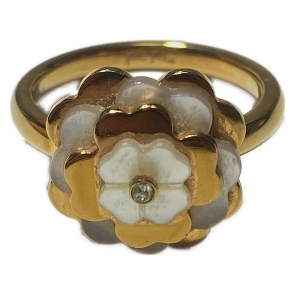 フォリフォリ FolliFollie リング 56 15 号 - ゴールド×白 ラインストーン 美品 アクセサリー(指)拍卖