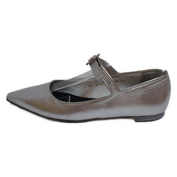 ミュベール MUVEIL フラットシューズ 36 - レザー シルバー×クリア レディース ラインストーン 靴拍卖