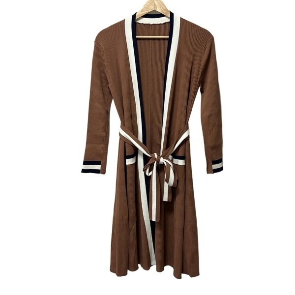 グレースクラス Grace Class カーディガン サイズ36 S - ブラウン×白×ダークネイビー レディース 七分袖/ロング丈 新品同様 トップス拍卖