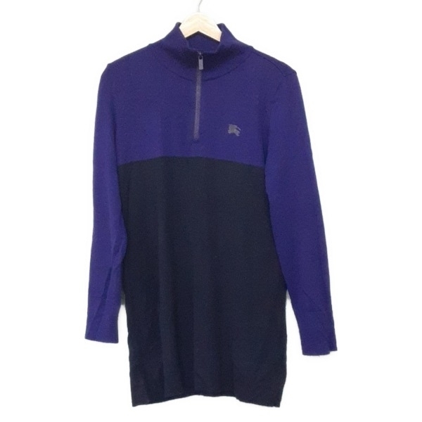 バーバリーゴルフ BURBERRYGOLF 長袖セーター/ニット サイズ3 L - パープル×ダークネイビー メンズ 美品 トップス拍卖
