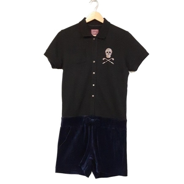 マークアンドロナ MARK&LONA オールインワン サイズM - 黒×ネイビー レディース ショート(ひざ上丈)/スカル/ラインストーン ワンピース拍卖