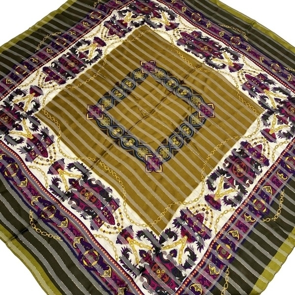 ランセル LANCEL - ライトブラウン×カーキ×マルチ シースルー スカーフ拍卖