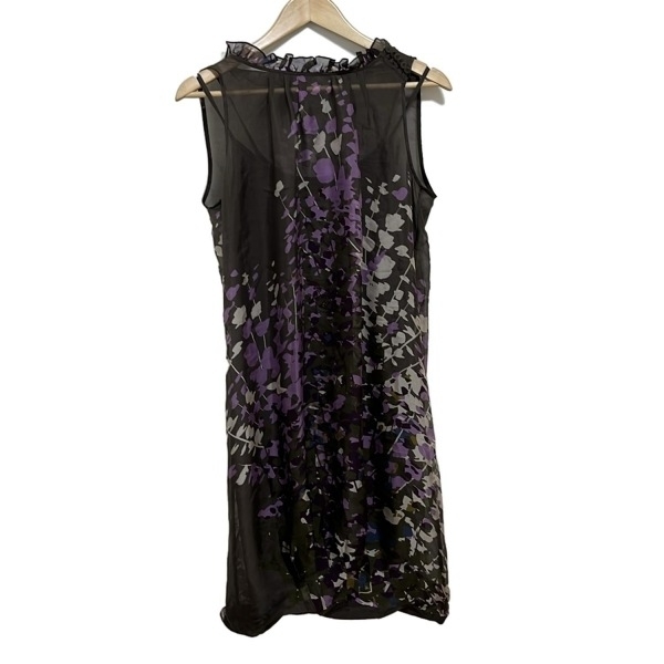 マックスマーラスタジオ Max Mara STUDIO サイズL - ブラウン×パープル×マルチ レディース クルーネック/ノースリーブ/ミニ ワンピース拍卖