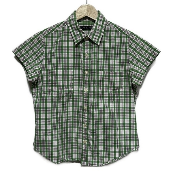 ラルフローレン RalphLauren 半袖シャツブラウス サイズ9 M - 白×グリーン×ライトピンク レディース チェック柄 トップス拍卖
