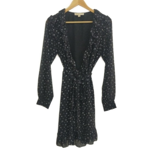 マイケルコース MICHAEL KORS サイズS - ダークネイビー×ライトグレー レディース 長袖/ひざ丈/プリーツ ワンピース拍卖