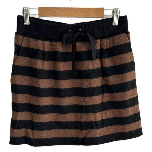 イエナ IENA ミニスカート サイズ36 S - 黒×ブラウン レディース ニット/ボーダー/ウエストゴム 美品 ボトムス拍卖