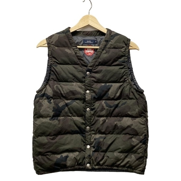 シップス SHIPS ダウンベスト サイズS - カーキ×ダークブラウン×マルチ メンズ 迷彩柄/春/秋 ジャケット拍卖
