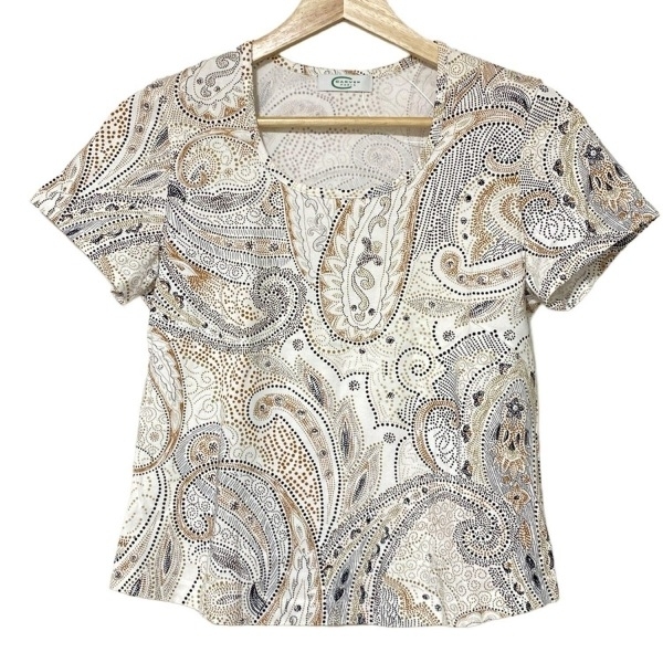 カルヴェン CARVEN 半袖Tシャツ サイズ38 M - 白×ブラウン×マルチ レディース クルーネック/ペイズリー柄 美品 トップス拍卖