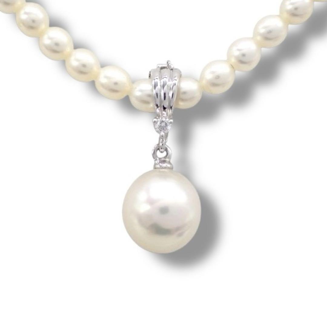TASAKI 田崎真珠 タサキ ダイヤ ダイヤモンド 0.01ct パール 真珠 ベビーパール ネックレス チョーカー ドロップ K18WG 3861拍卖