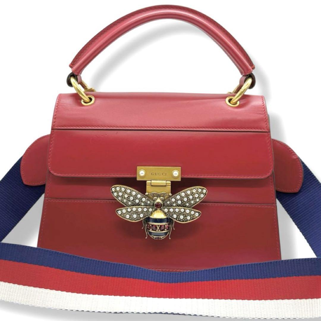 グッチ 2way ハンドバッグ ショルダーバッグ クイーンマーガレット GUCCI 476541 ビー BEE 蜂 レッド トップハンドル 3875拍卖