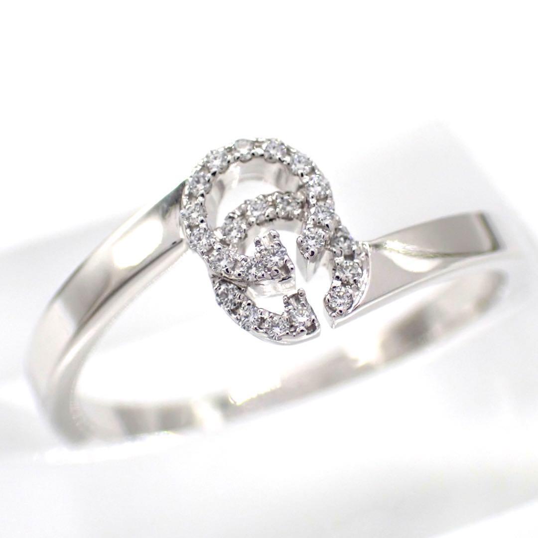 GUCCI グッチ 11号 GGランニング ダイヤ ダイヤモンド ダブルG リング 指輪 750 K18 WG ホワイトゴールド ジュエリー 3951拍卖