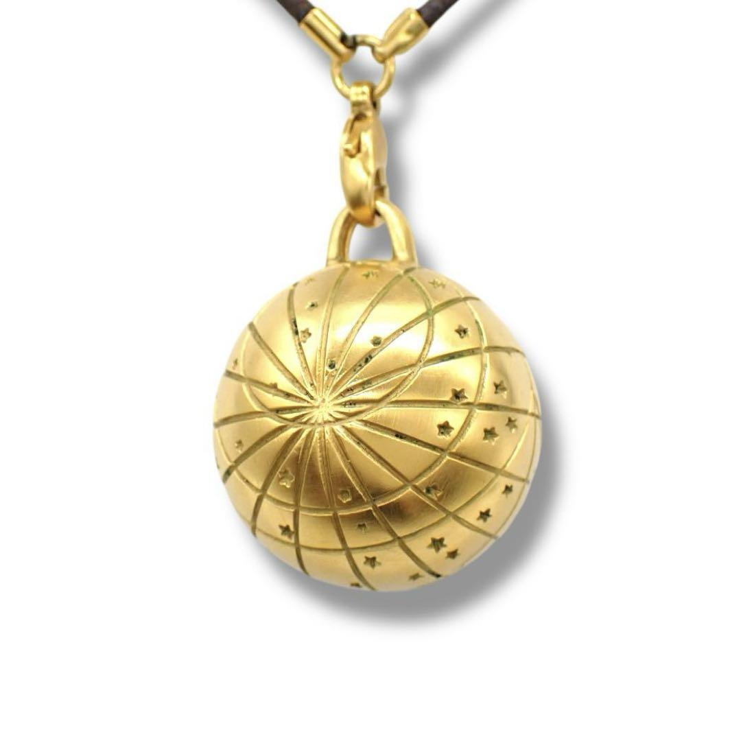 HERMES エルメス 60cm ゾディアック ネックレス ペンダント コード 革紐 ロング ピルケース ゴールド ブラウン アクセサリー 3955拍卖