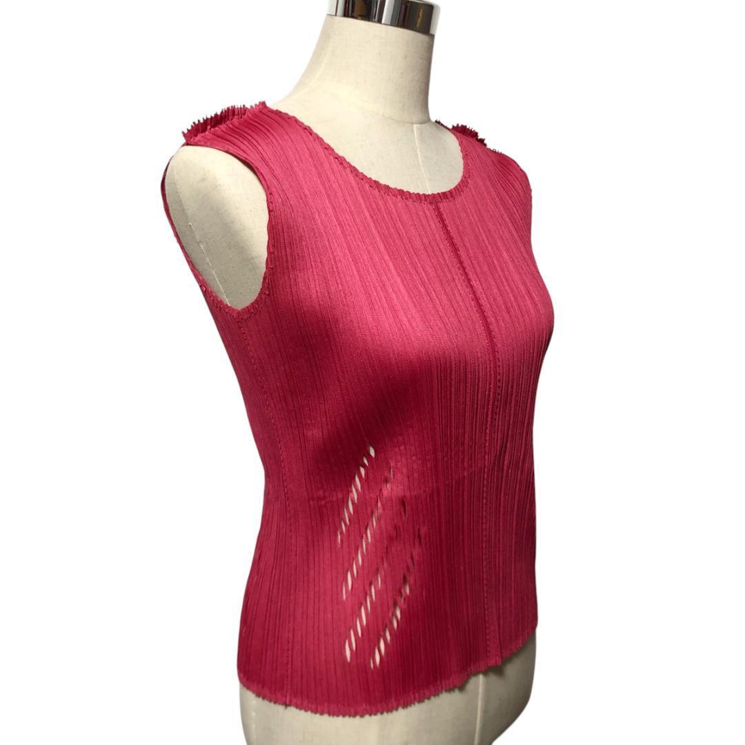 PLEATS PLEASE プリーツプリーズ プリーツ カットソー ノースリーブ 3 ピンク 日本製 イッセイミヤケ レディース M4拍卖