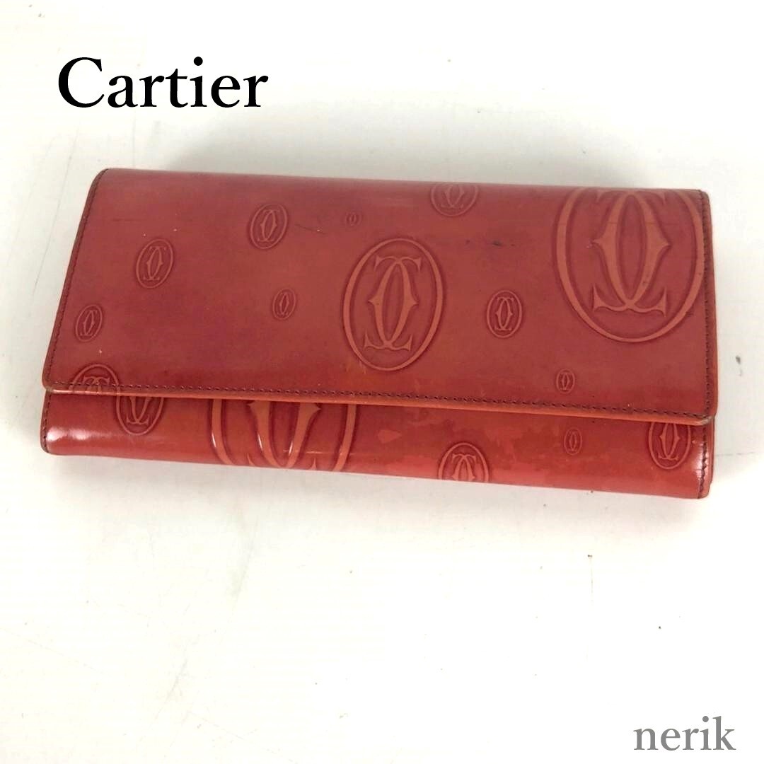 【正規品】カルティエ ハッピーバースデー Cartier 長財布 レザー レッド レディース ブランド 人気 定番 送料無料!拍卖
