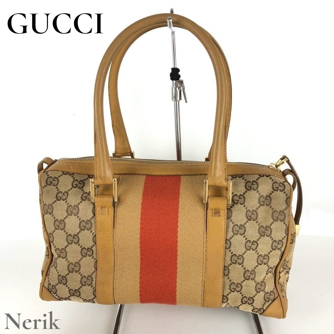 【正規】GUCCI グッチ シェリーライン トートバッグ ブラウン レディース メンズ ブランド 本物 高級 送料無料!拍卖